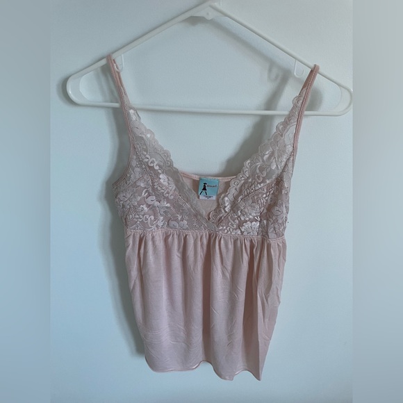 damsel Tops - Lace Trim Pink Tank Top